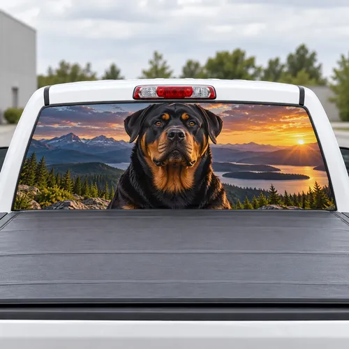 Rottweiler perforated rear window decal for Trucks