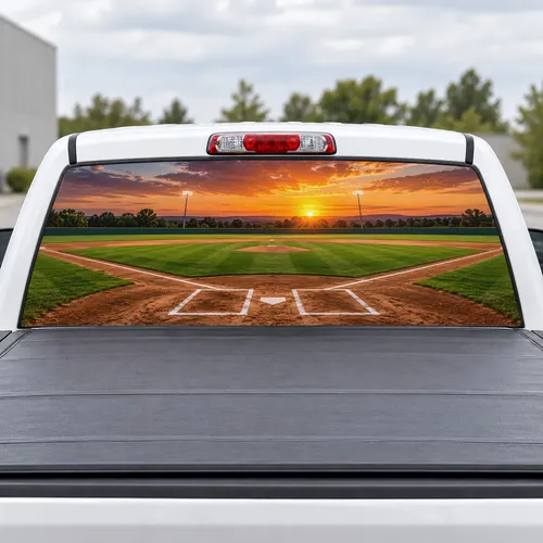 Baseball Sunset perforated rear window decal for Trucks