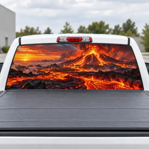 Lava Flow perforated rear window decal for Trucks