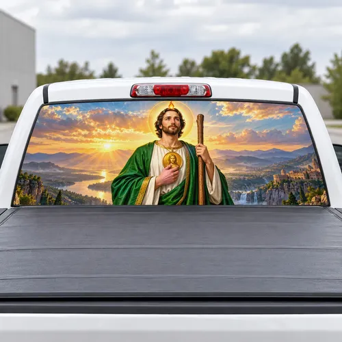 Saint Jude perforated rear window decal for Trucks