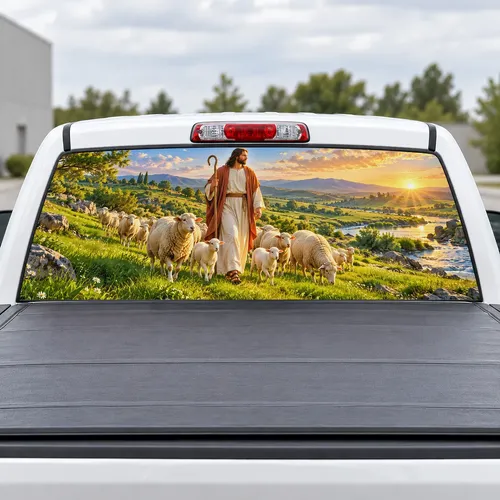 Psalm 23 Shepherd perforated rear window decal for Trucks
