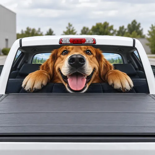 Giant Dog Stare perforated rear window decal for Trucks
