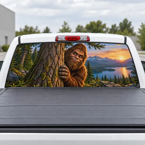 Bigfoot Peek perforated rear window decal for Trucks