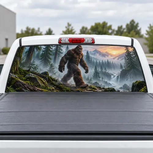 Bigfoot Walk perforated rear window decal for Trucks