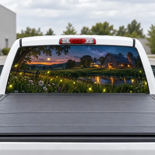 Fireflies Farm perforated rear window decal for Trucks