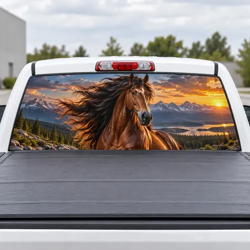 Wild Stallion perforated rear window decal for Trucks