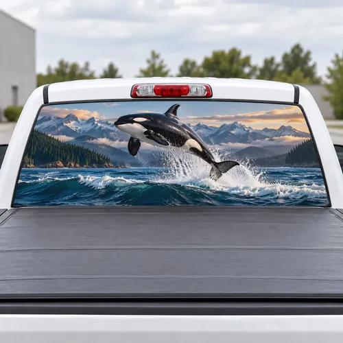 Orca Leap perforated rear window decal for Trucks