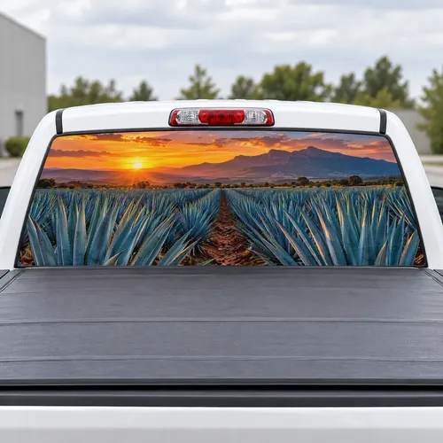 Agave Fields perforated rear window decal for Trucks