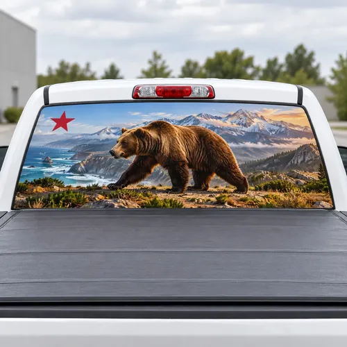 California Bear perforated rear window decal for Trucks