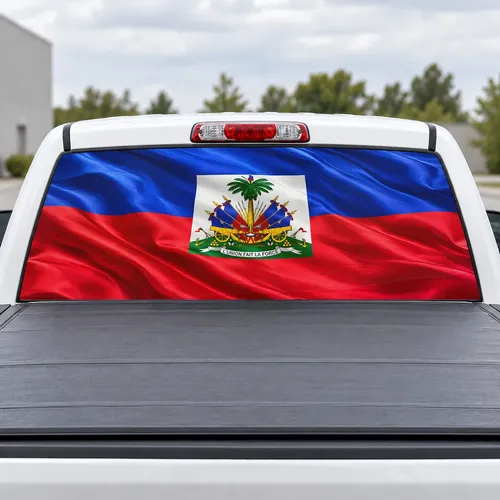 Haiti Pride perforated rear window decal for Trucks