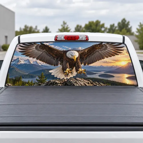 Eagle Landing perforated rear window decal for Trucks