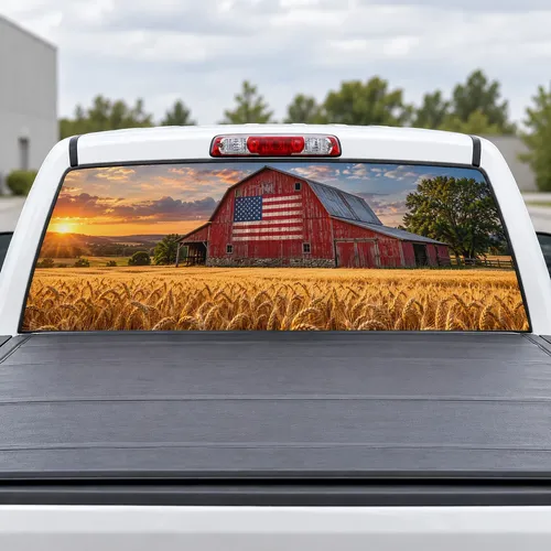 Americana Barn perforated rear window decal for Trucks