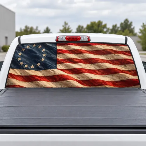 Betsy Ross Flag perforated rear window decal for Trucks