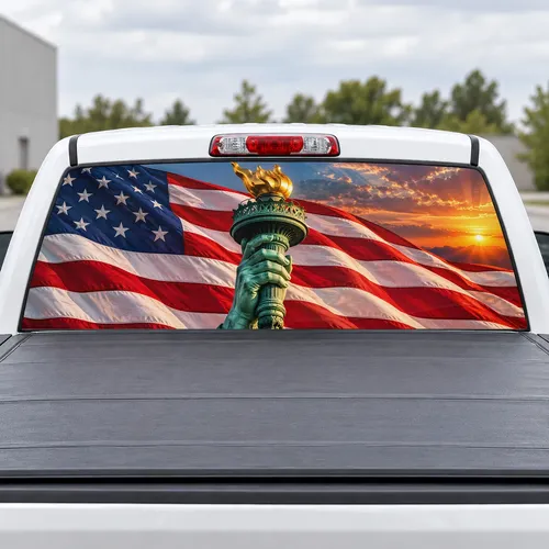 Statue of Liberty Torch perforated rear window decal for Trucks