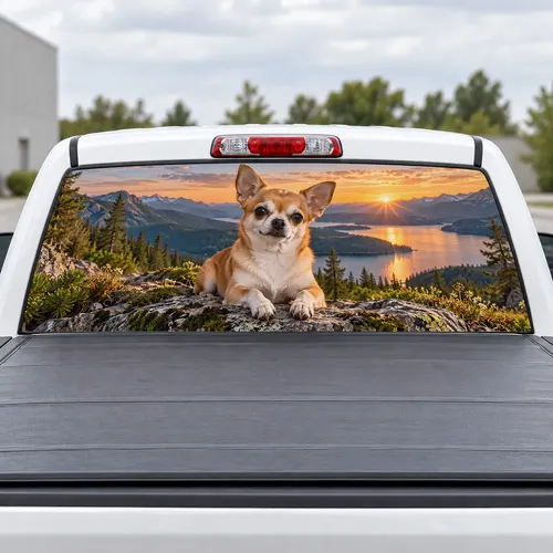 Chihuahua perforated rear window decal for Trucks