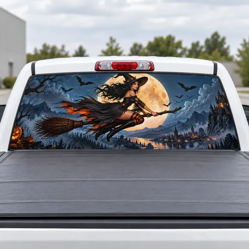 Witch Moon perforated rear window decal for Trucks