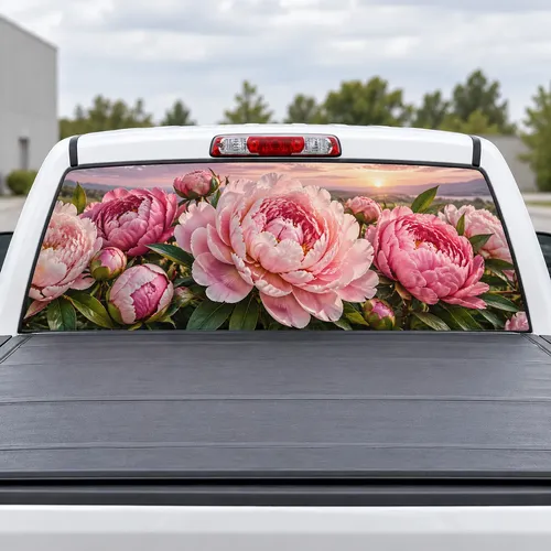 Peony Blush perforated rear window decal for Trucks
