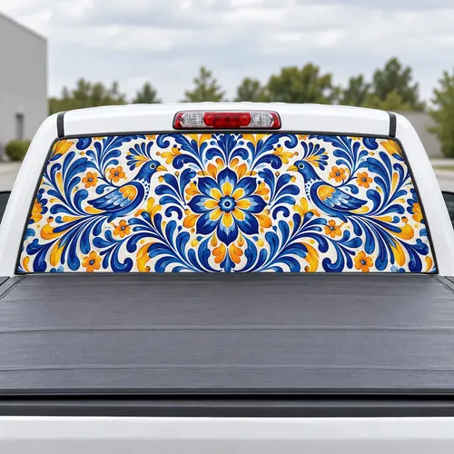 Talavera Tile perforated rear window decal for Trucks