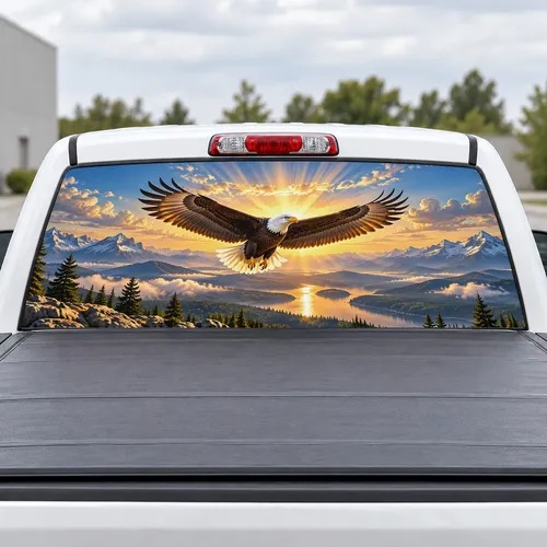 Under His Wings perforated rear window decal for Trucks