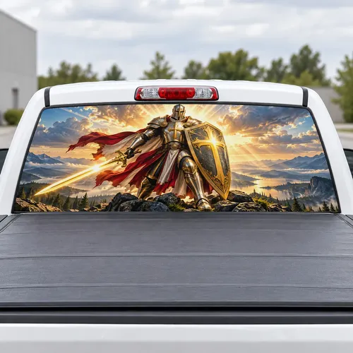Armor of God perforated rear window decal for Trucks
