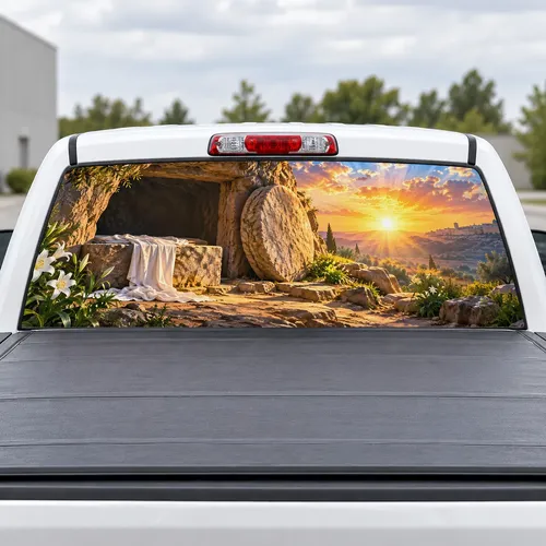 Empty Tomb perforated rear window decal for Trucks
