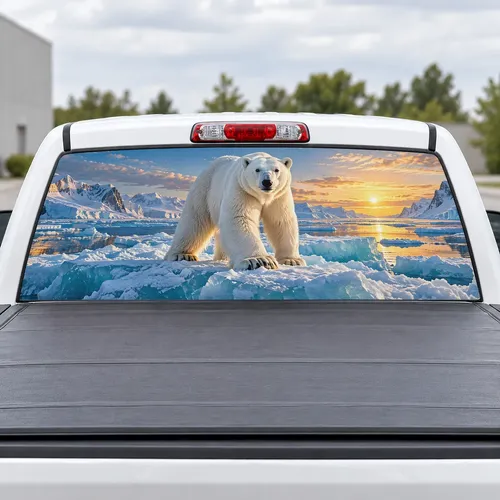 Polar Bear Ice perforated rear window decal for Trucks