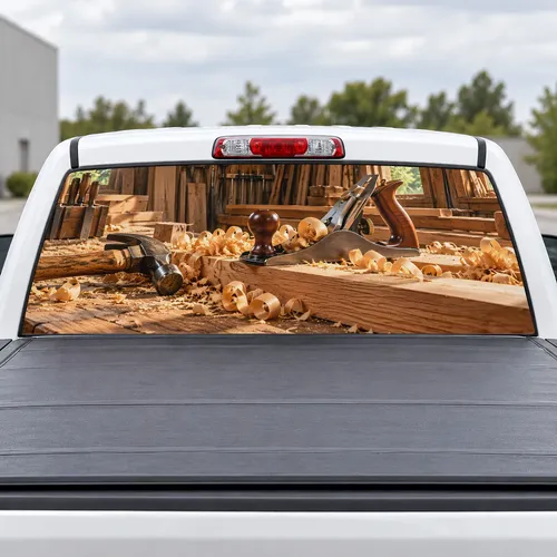 Carpenter Craft perforated rear window decal for Trucks