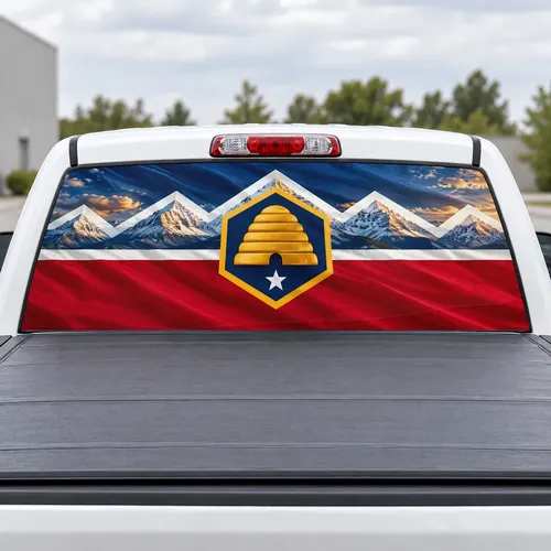 Utah Beehive perforated rear window decal for Trucks