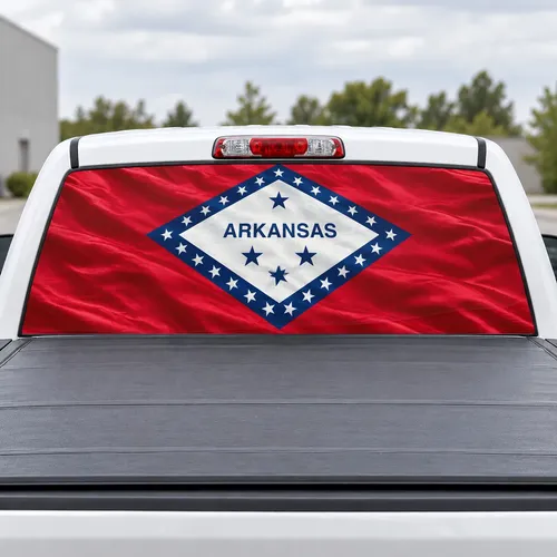 Arkansas Diamond perforated rear window decal for Trucks