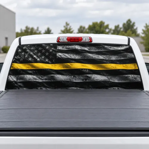 Gold Line Honor perforated rear window decal for Trucks
