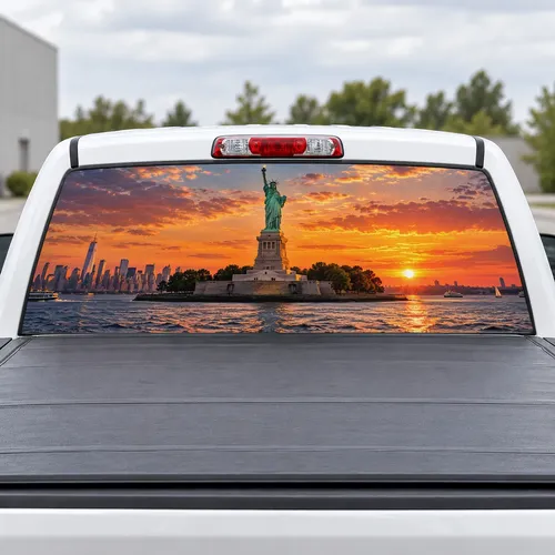 Liberty Harbor perforated rear window decal for Trucks