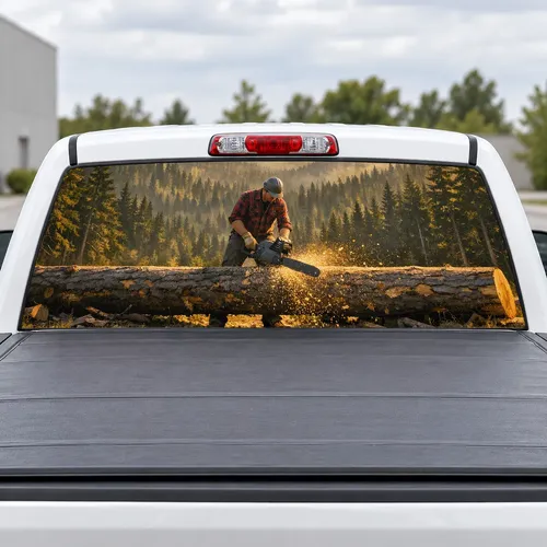 Logger Timber perforated rear window decal for Trucks