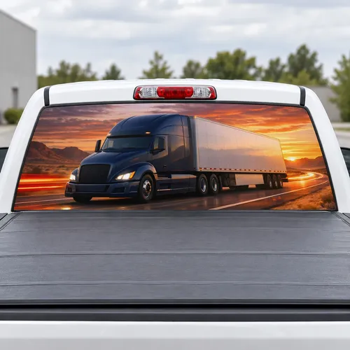 Big Rig Highway perforated rear window decal for Trucks