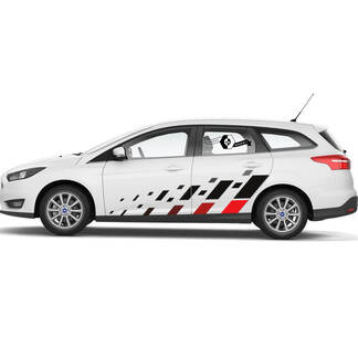 Side Checkered Doors Two Colors Rocker Panel vinyl decals stickers for Ford Focus