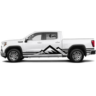 Full Side Panel Mountains Doors Decals Stickers For GMC Sierra 12
