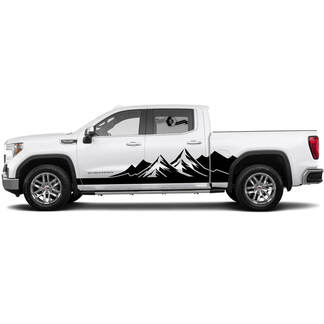 Full Side Panel Mountains Doors Decals Stickers For GMC Sierra 13