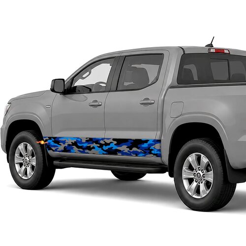 Blue and Black Camouflage side stripes rocker panel decals stickers for Trucks