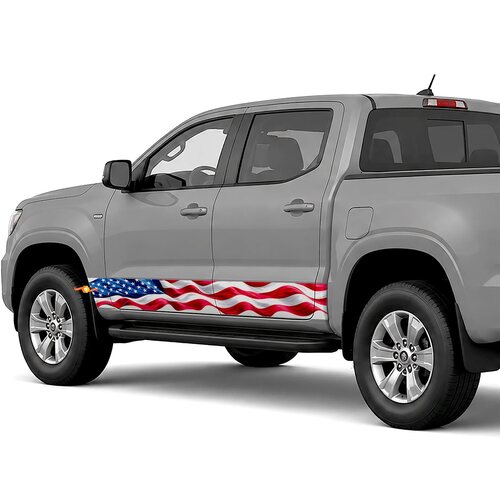 Full Color Waving American Flag side stripes rocker panel decals stickers for Trucks