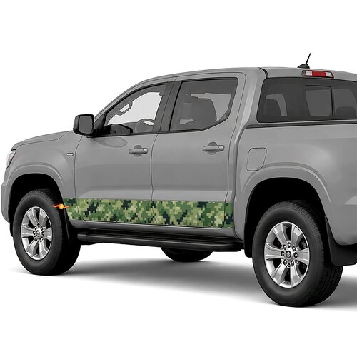 Green Digital Camouflage side stripes rocker panel decals stickers for Trucks