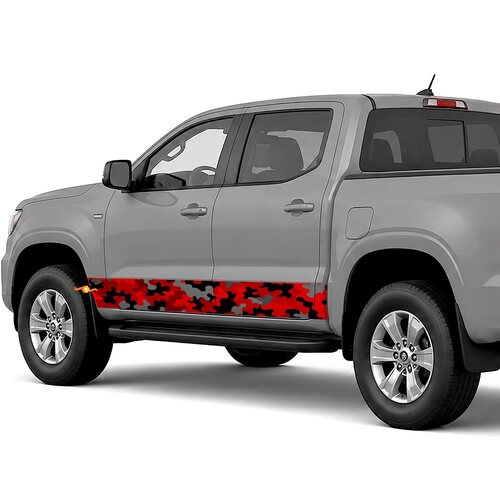 Red and Black Camouflage side stripes rocker panel decals stickers for Trucks