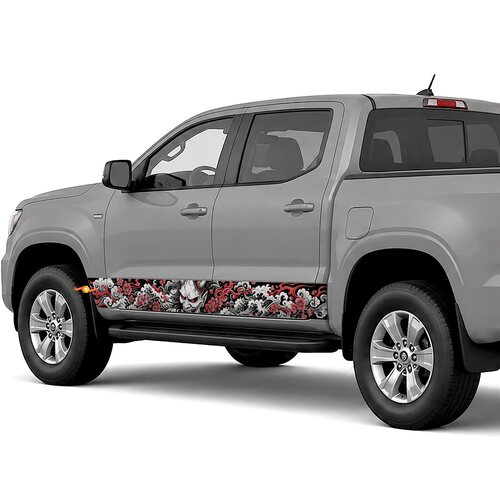 Hannya Mask with Waves and Sakura side stripes rocker panel decals stickers for Trucks