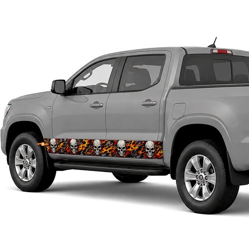 Skull Flame Camouflage side stripes rocker panel decals stickers for Trucks