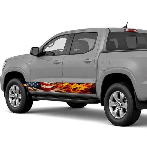 American Flag Flames side stripes rocker panel decals stickers for Trucks