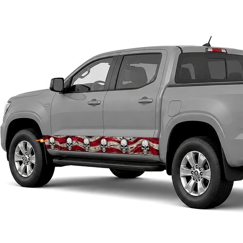 American Flag Skull side stripes rocker panel decals stickers for Trucks
