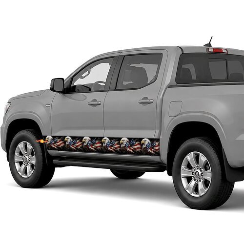 Bald Eagle with Flag Feathers side stripes rocker panel decals stickers for Trucks