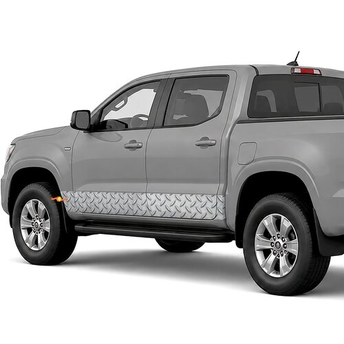 Diamond Plate Metal side stripes rocker panel decals stickers for Trucks