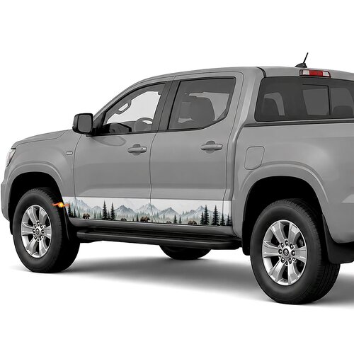 Mountain Forest with Bear side stripes rocker panel decals stickers for Trucks