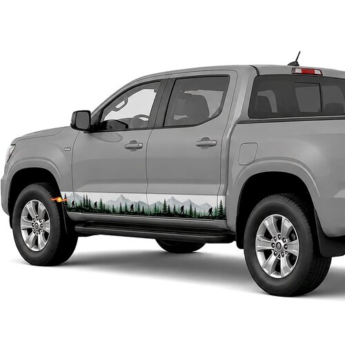 Mountain Forest with Bigfoot side stripes rocker panel decals stickers for Trucks