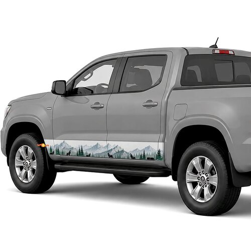 Mountain Forest with Wolf side stripes rocker panel decals stickers for Trucks