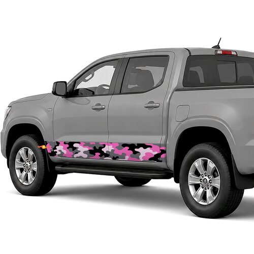 Pink and Black Camouflage side stripes rocker panel decals stickers for Trucks